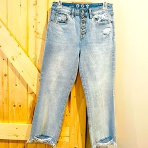 High rise crop flare jeans